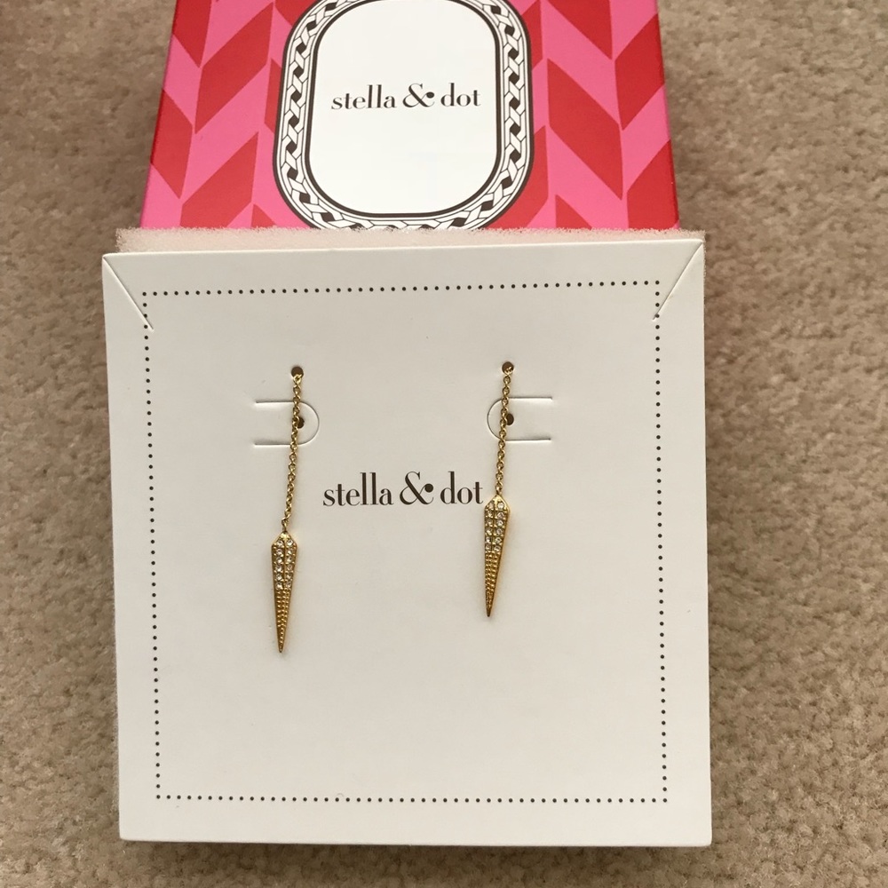 Stella & Dot Seine Earrings -Gold w/crystals NWT